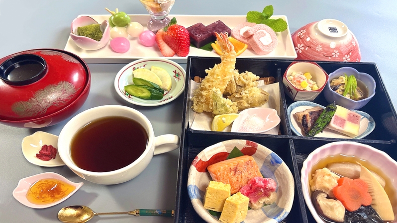 【春限定・日帰り《夜》】１日３組限定♪温泉×春の松華堂弁当×シェアするスイーツプラン