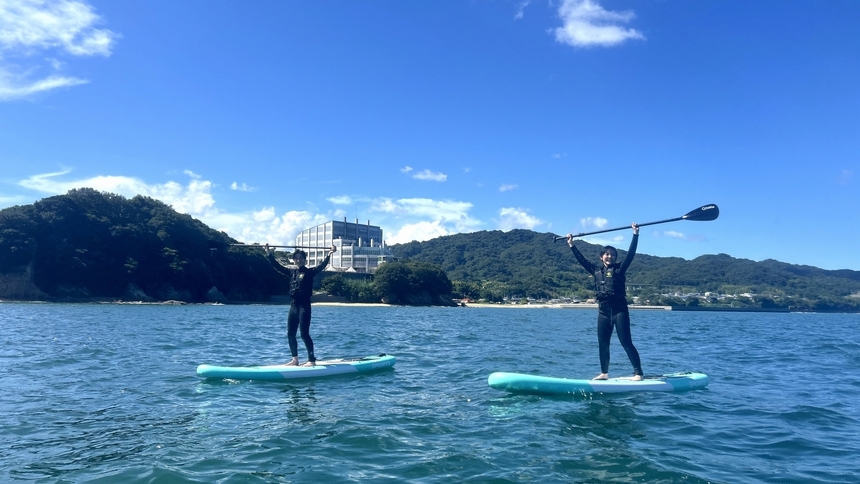 【SUP体験60分付】はじめてでも安心◎瀬戸内の海と遊ぶワクワク体験＆夏の思い出旅／夕朝食付