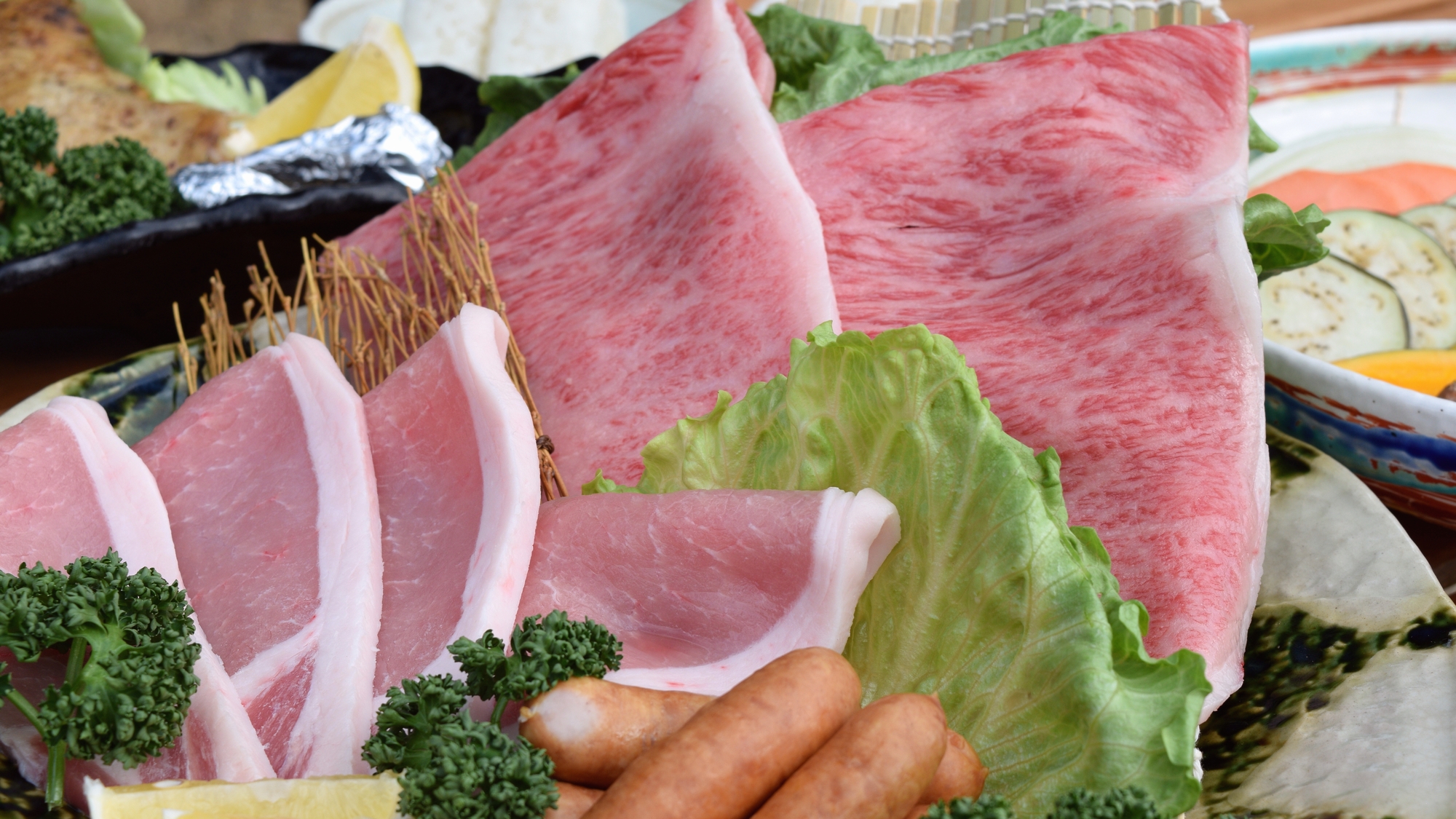 ◆黒毛和牛とオリーブ豚のプレミアムBBQ　黒毛和牛とオリーブ豚などプレミアムなBBQ♪