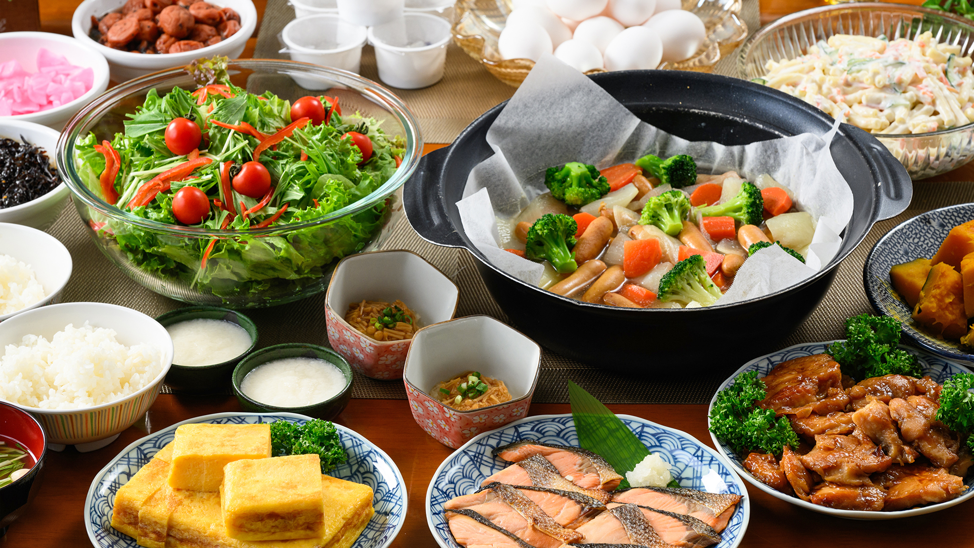 【朝食】栄養バランスも考慮した野菜も多めのご朝食