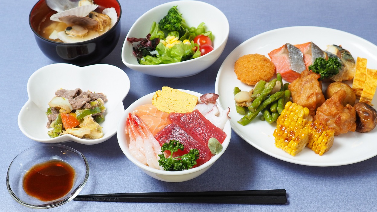 【朝食ビュッフェ付】お刺身・北海道料理が食べ放題！！