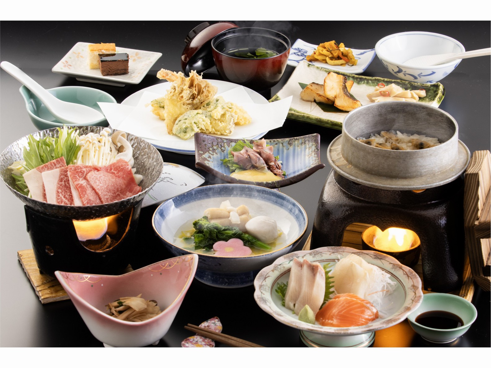 【メインは福島牛鍋と季節の天ぷら】２種類の泉質を堪能するお得な温泉旅!