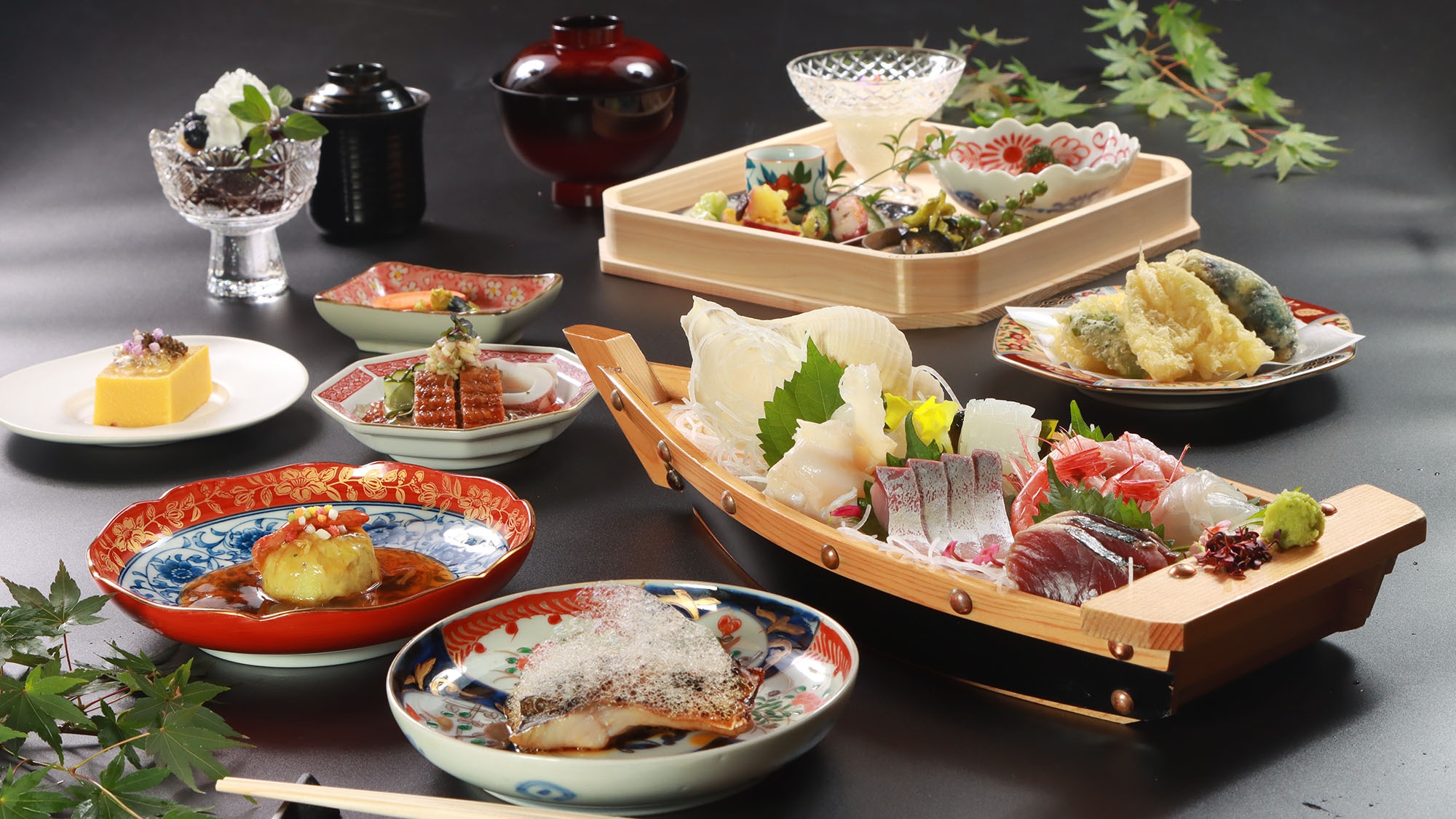 ◆キトキトな魚介類をミニ舟盛りで味わう〜【ちょっと贅沢にグレードアップミニ舟盛り会席プラン】