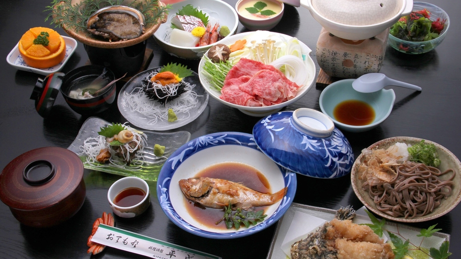 【極上5大味覚御膳】＜アワビ・生ウニ・国産牛・のどぐろ・活サザエ＞越前の美味が大集合！