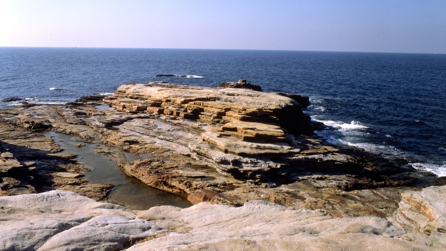 【千畳敷】三段壁・円月島と並ぶ白浜の景勝地です。夕日が絶景です♪当館からお車で約5分☆