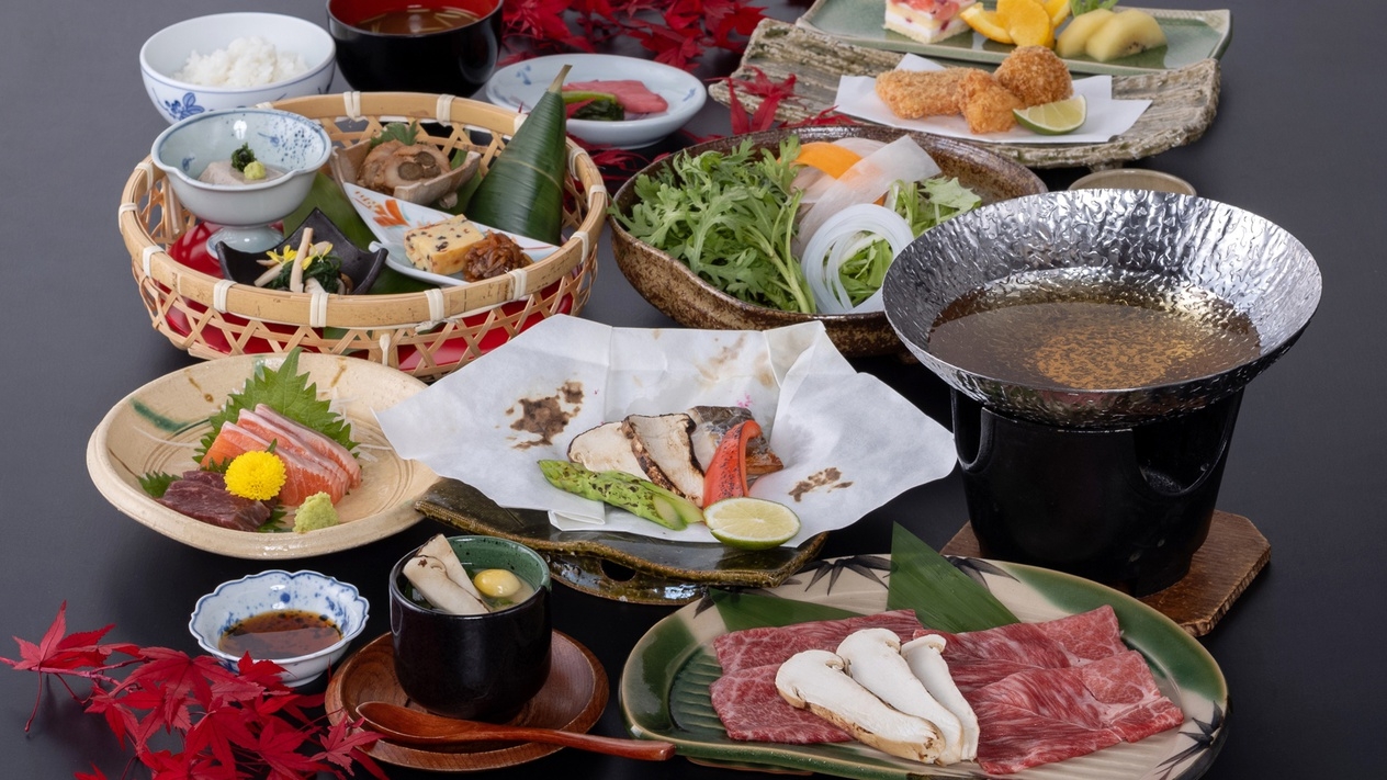 【秋の贅沢】松茸尽くし×秋景色豊かな名湯白骨の湯！松茸3品×野趣あふれる創作料理を味わう秋の饗宴