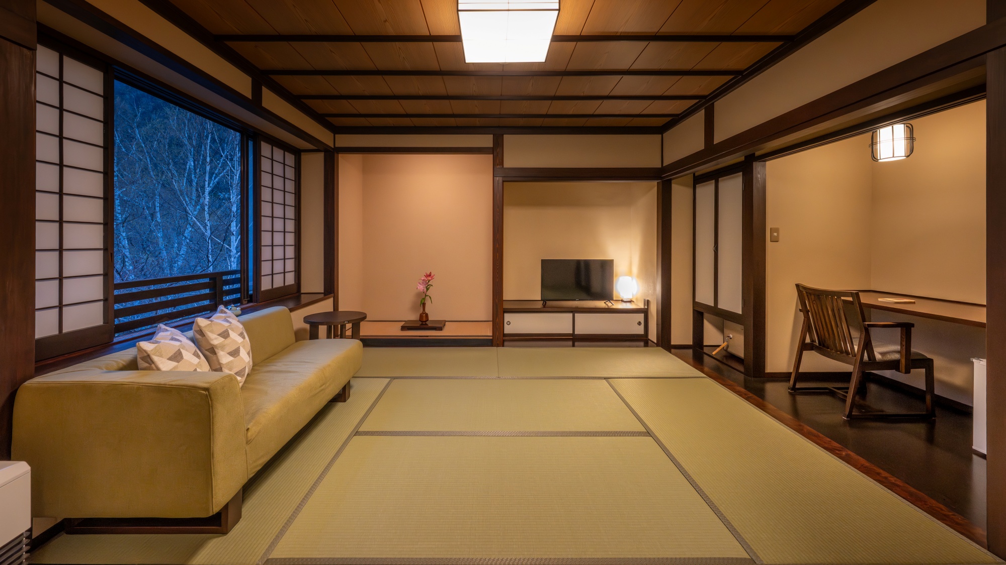 【本館／くつろぎ和モダンツイン＜こなし＞】2026年5月リニューアル！白樺林と乗鞍岳が望めるお部屋で