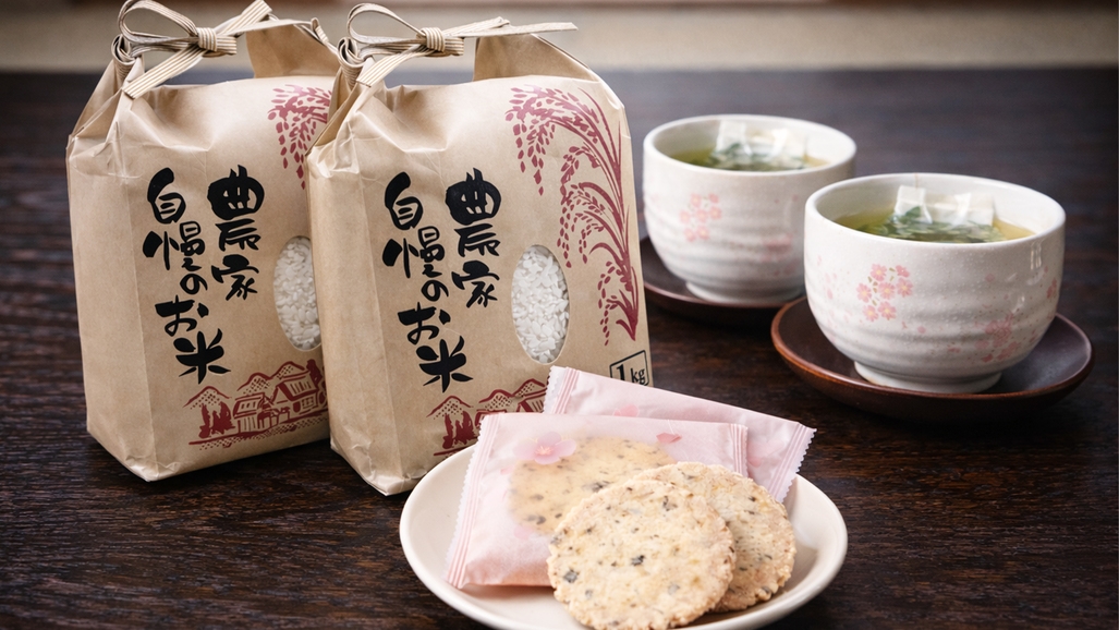 【4月限定／QUATTRO四季プラン】桜のお着き菓子＆桜カクテル◎お米1キロのお土産付【1泊2食】