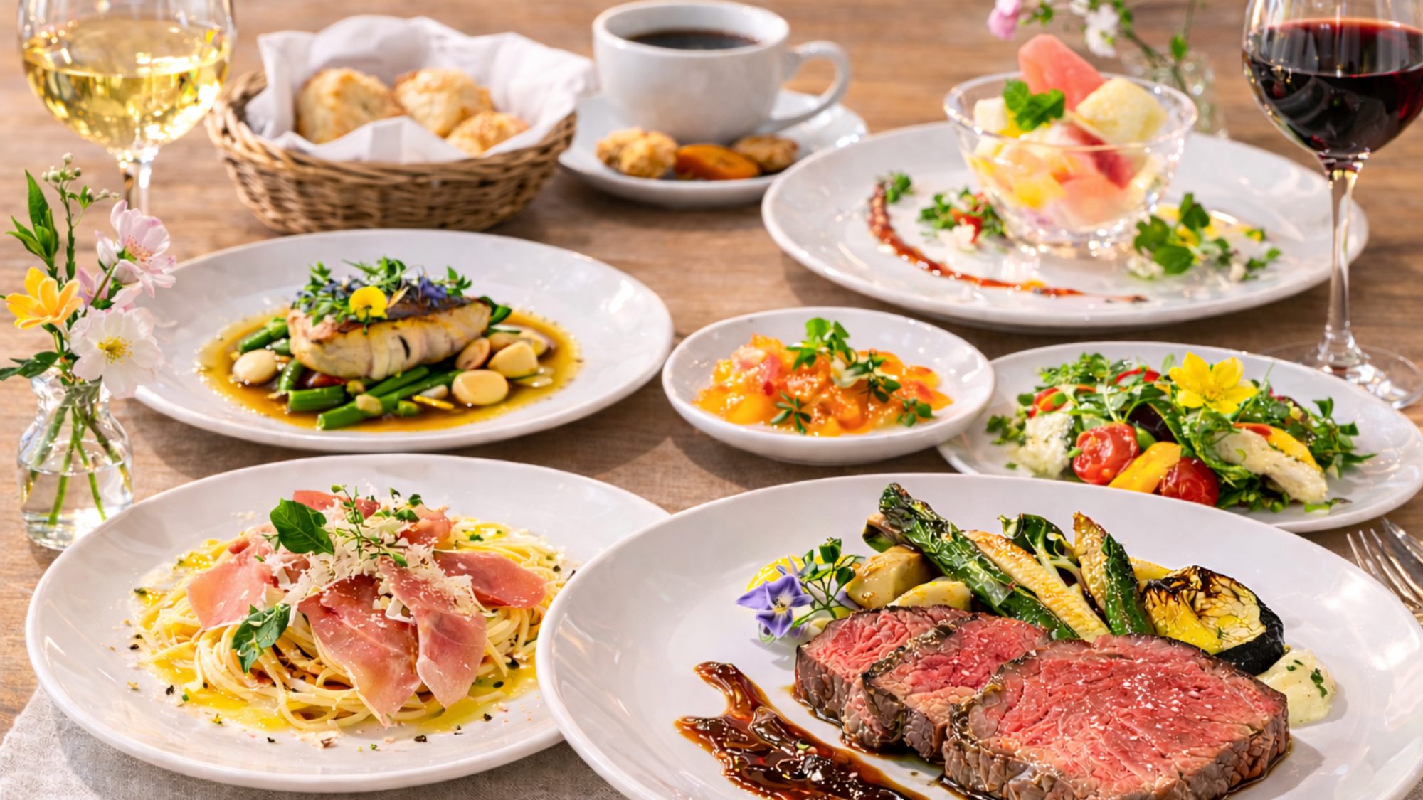 *八ヶ岳の旬を味わう本格イタリアンコース｜甲州牛・春野菜・自家製カラスミ