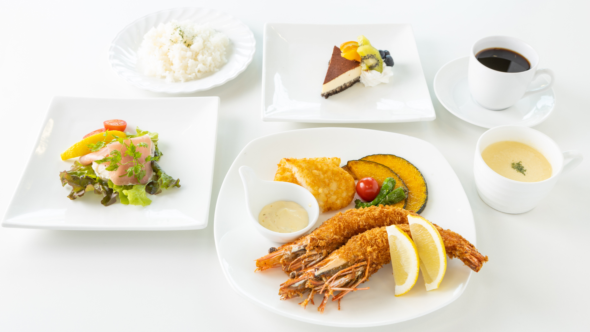 【レストラン】洋食ディナー　有頭エビフライ