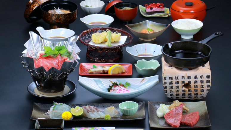 ＜夕食のみ＞プチ贅沢★「あわび踊り焼」OR「淡路牛の陶板焼き」+海鮮会席！早朝出発にピッタリ♪