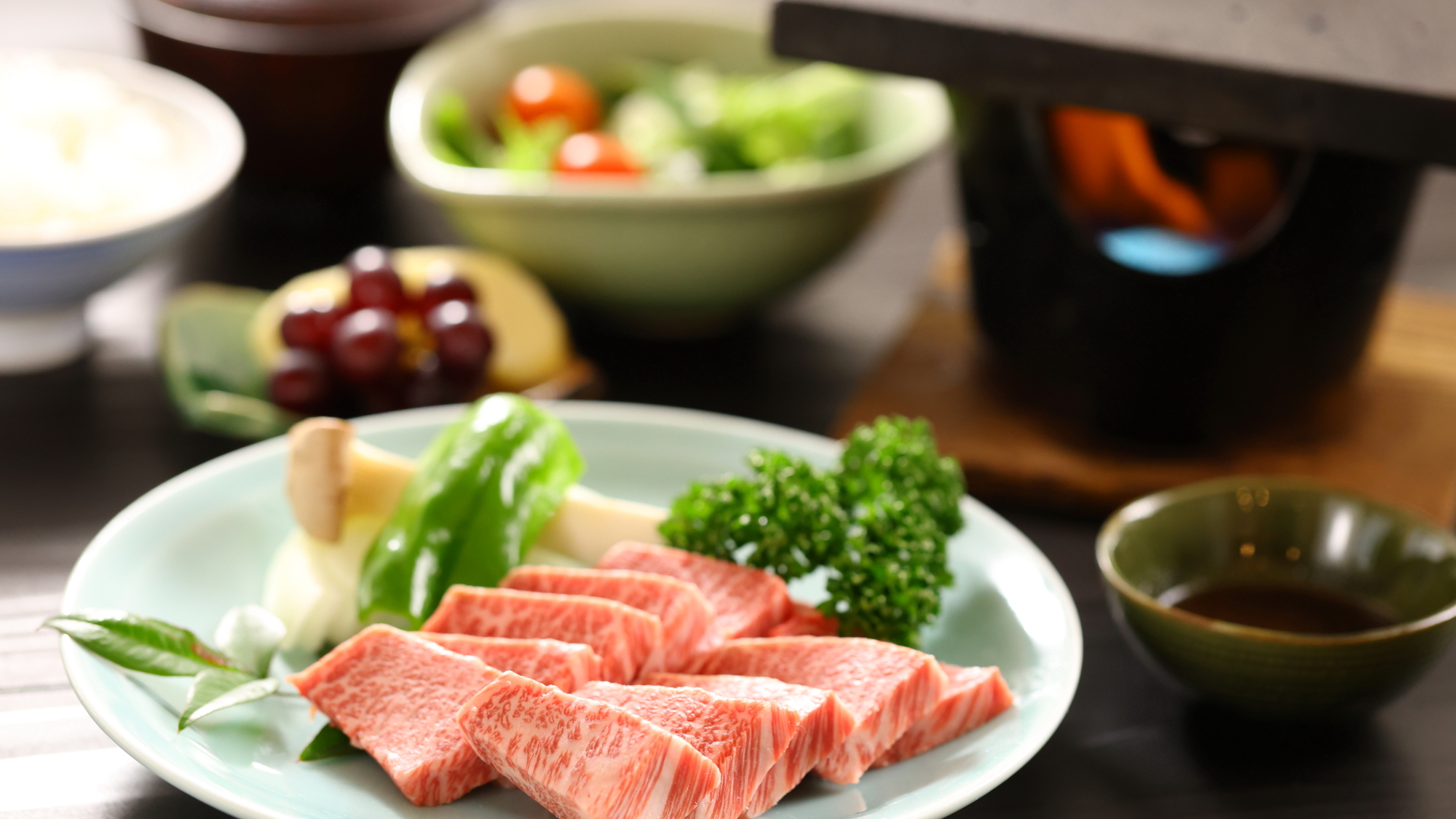 『甲州牛の溶岩焼き定食』※別料金