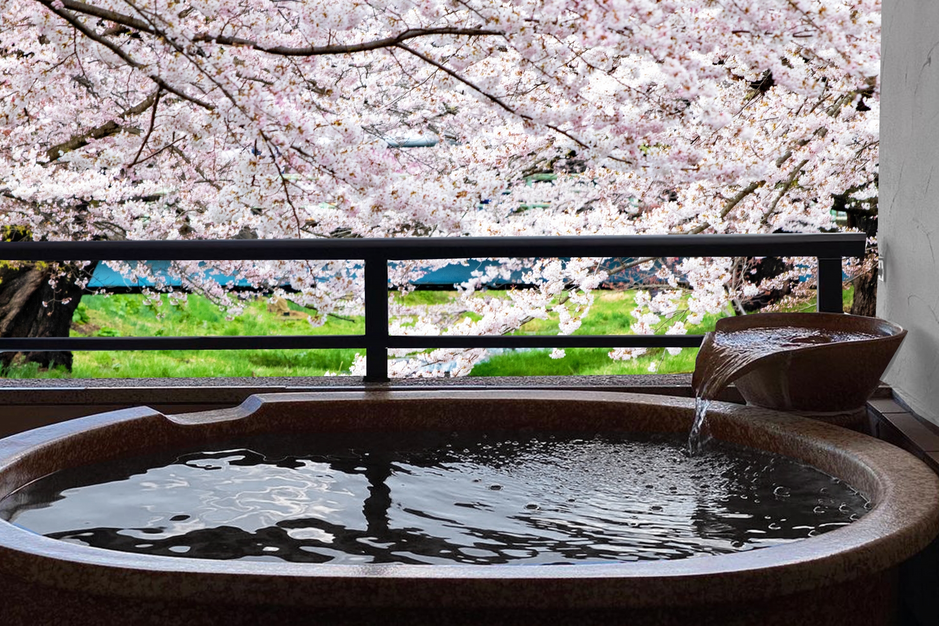 露天風呂から花見
