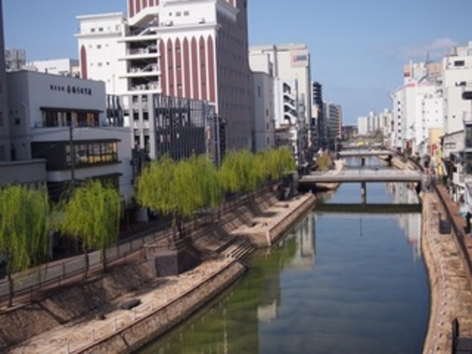 すぐ傍の川沿いの風景