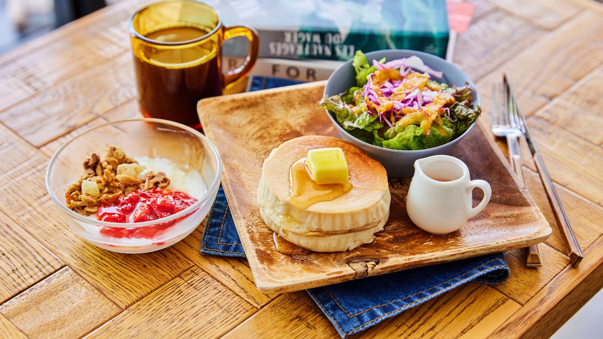 朝食　パンケーキ