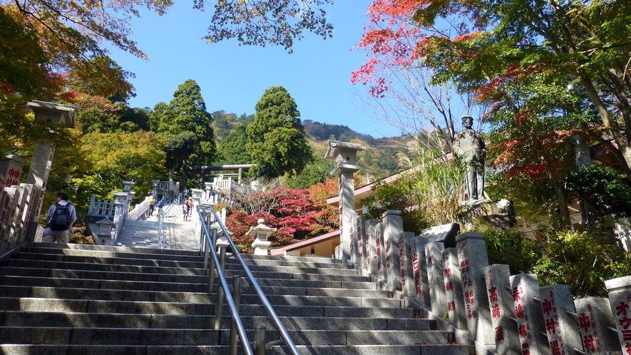 **【阿夫利神社周辺】階段を上ると神社に着きます。振り返れば絶景を楽しめます。