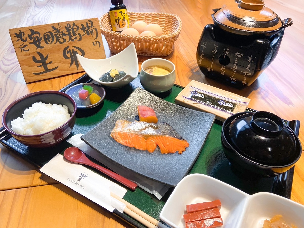 ※1泊朝食付きプラン※　2025年4月〜　地卵と地米の卵かけご飯が美味しくて大好評です！