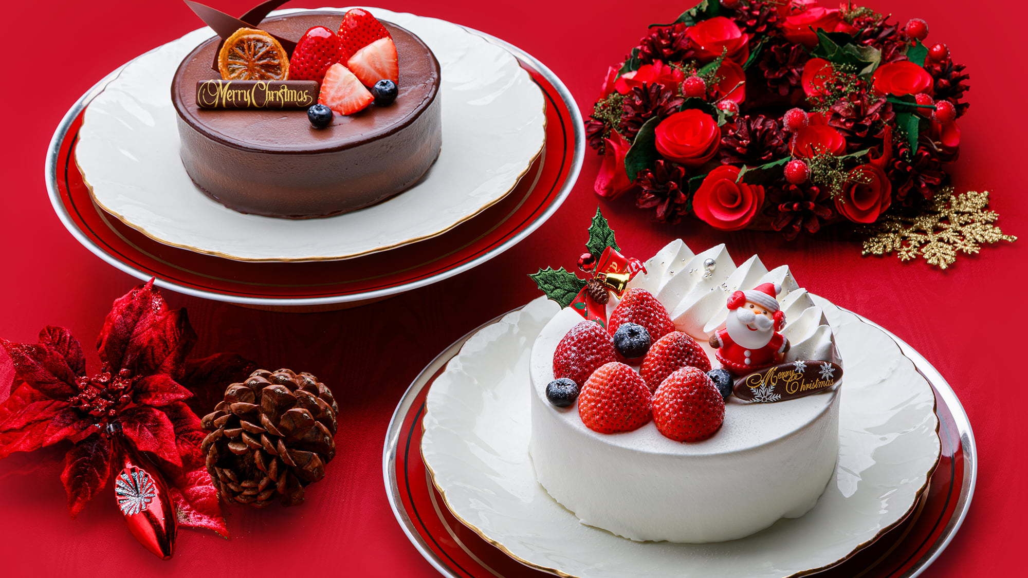 【お部屋で愉しむクリスマスタイム】2種類からチョイス可能☆お部屋にクリスマスケーキをお届け／朝食付