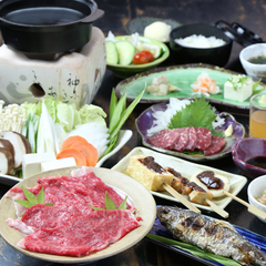 特産牛のしゃぶしゃぶ御膳　（馬刺し＆ヤマメ付）