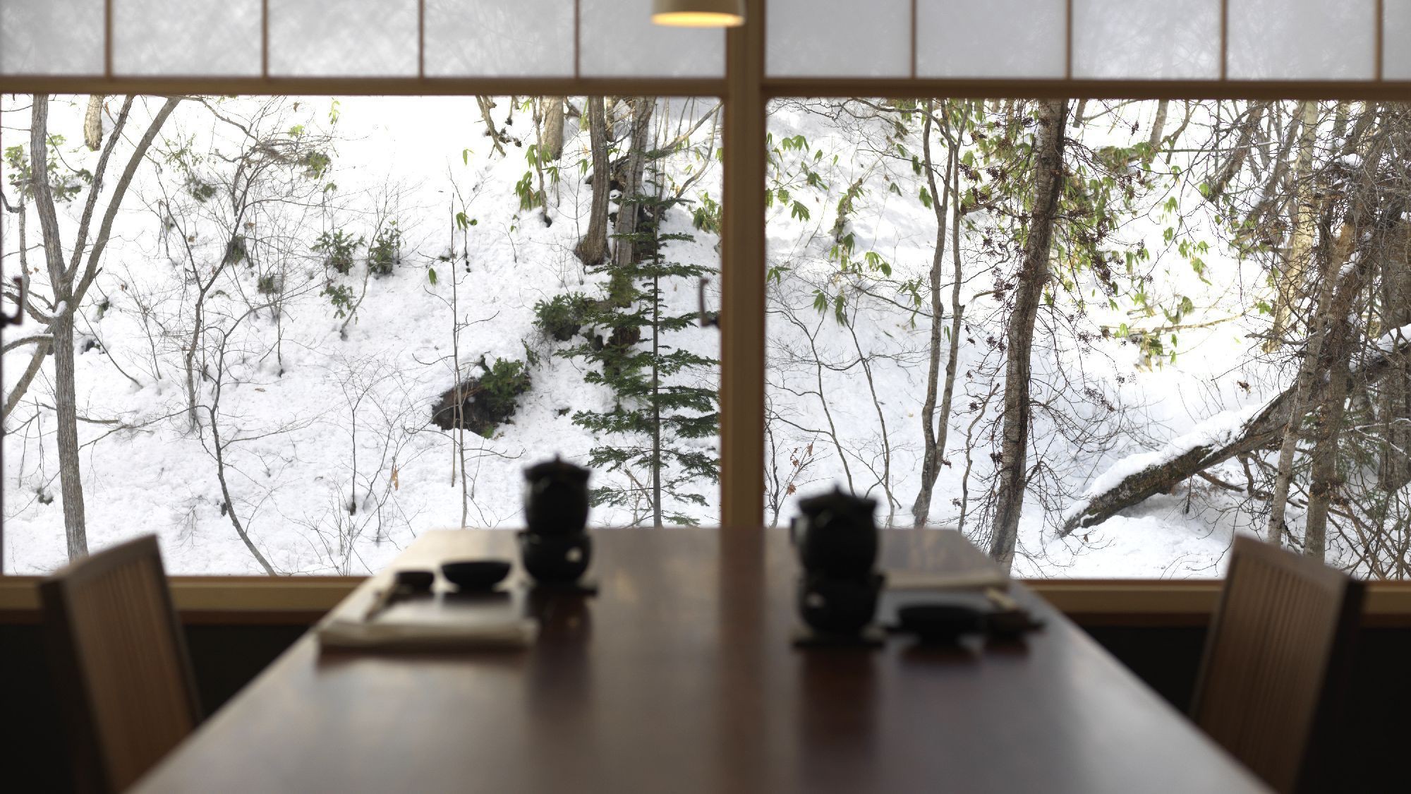 ◆料理屋 松籟（しょうらい）／あたたかな杢のぬくもり感じるお食事処。ニセコの旬彩をお愉しみください。