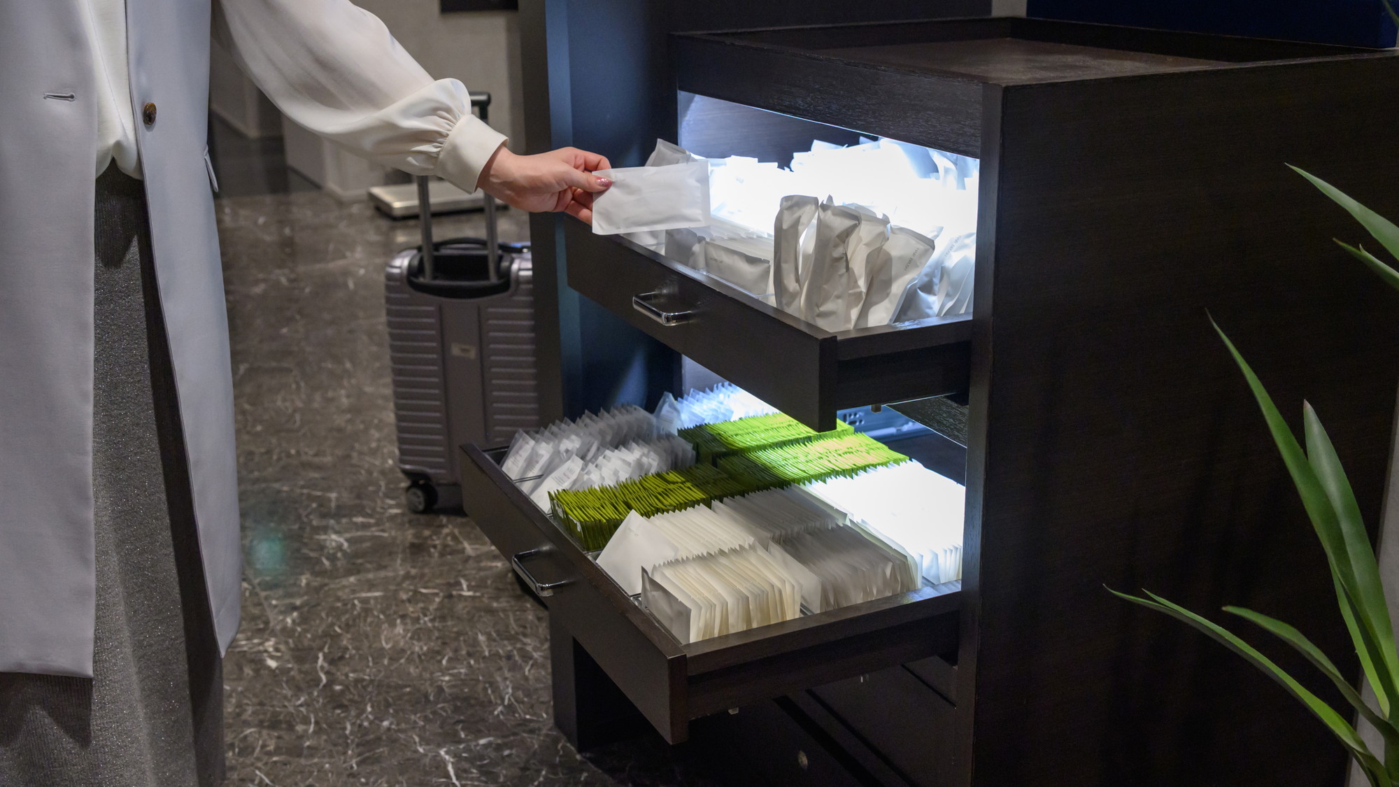 アメニティはチェックイン後に必要分をお持ちください。