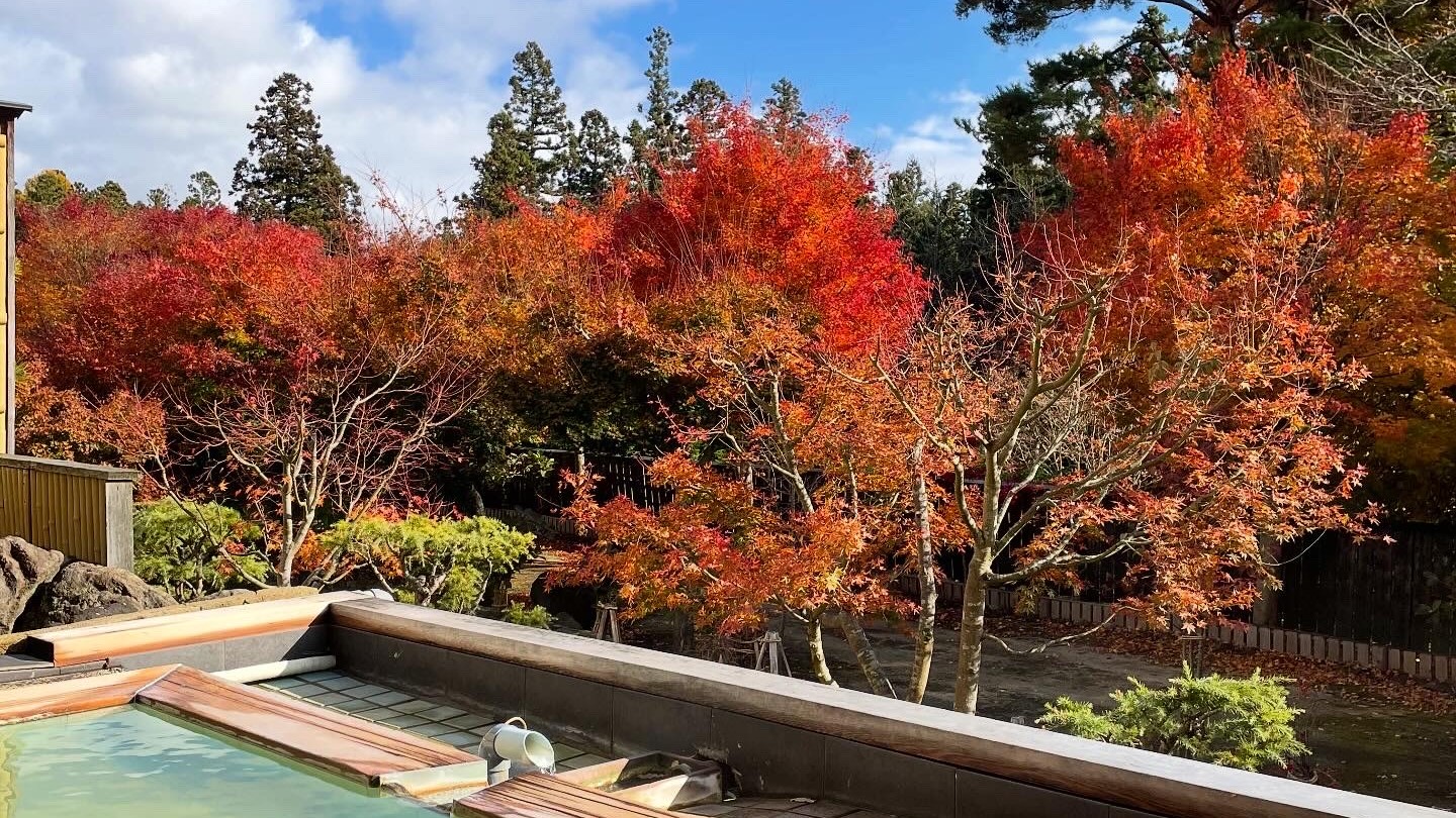 露天風呂から望む紅葉