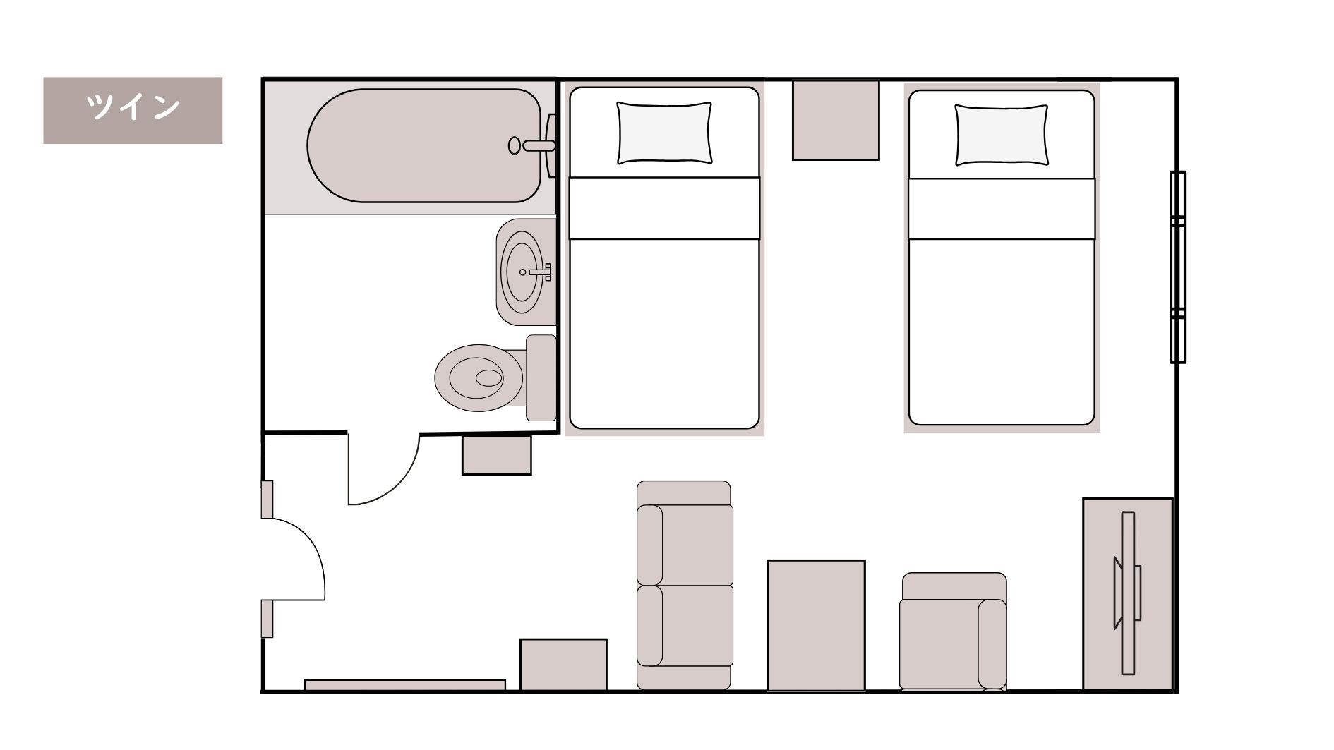 コンフォートツインルーム（平面図）