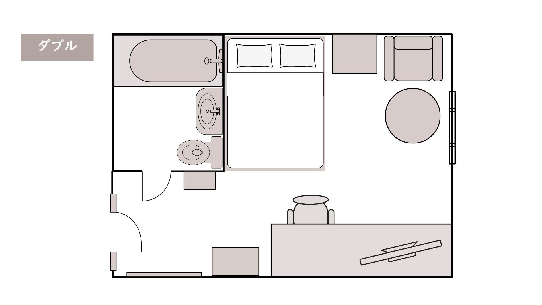 スタンダードダブルルーム（平面図）