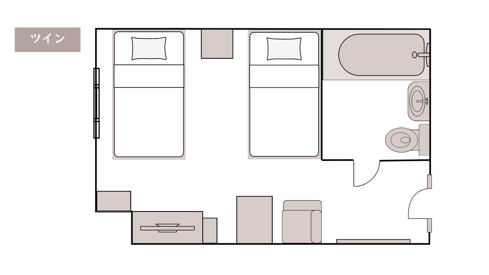 スタンダードツインルーム（平面図）