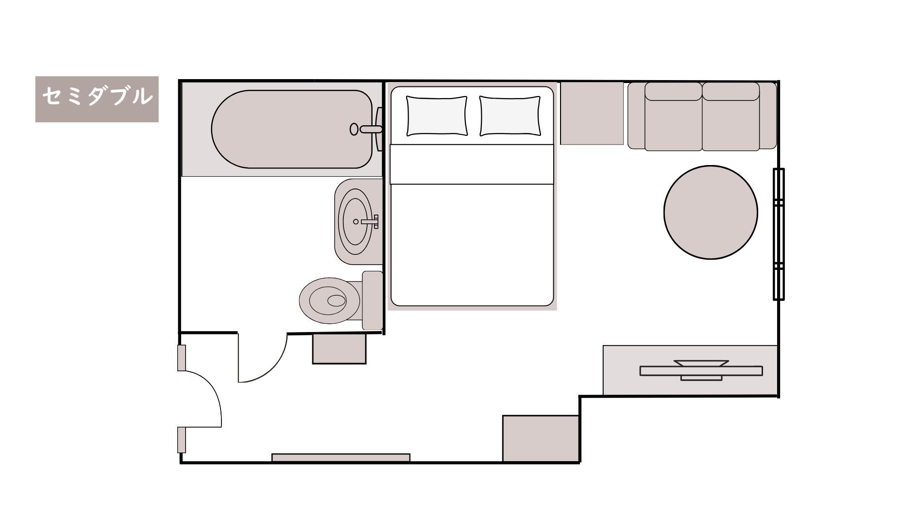 スタンダードダブルルーム（平面図）