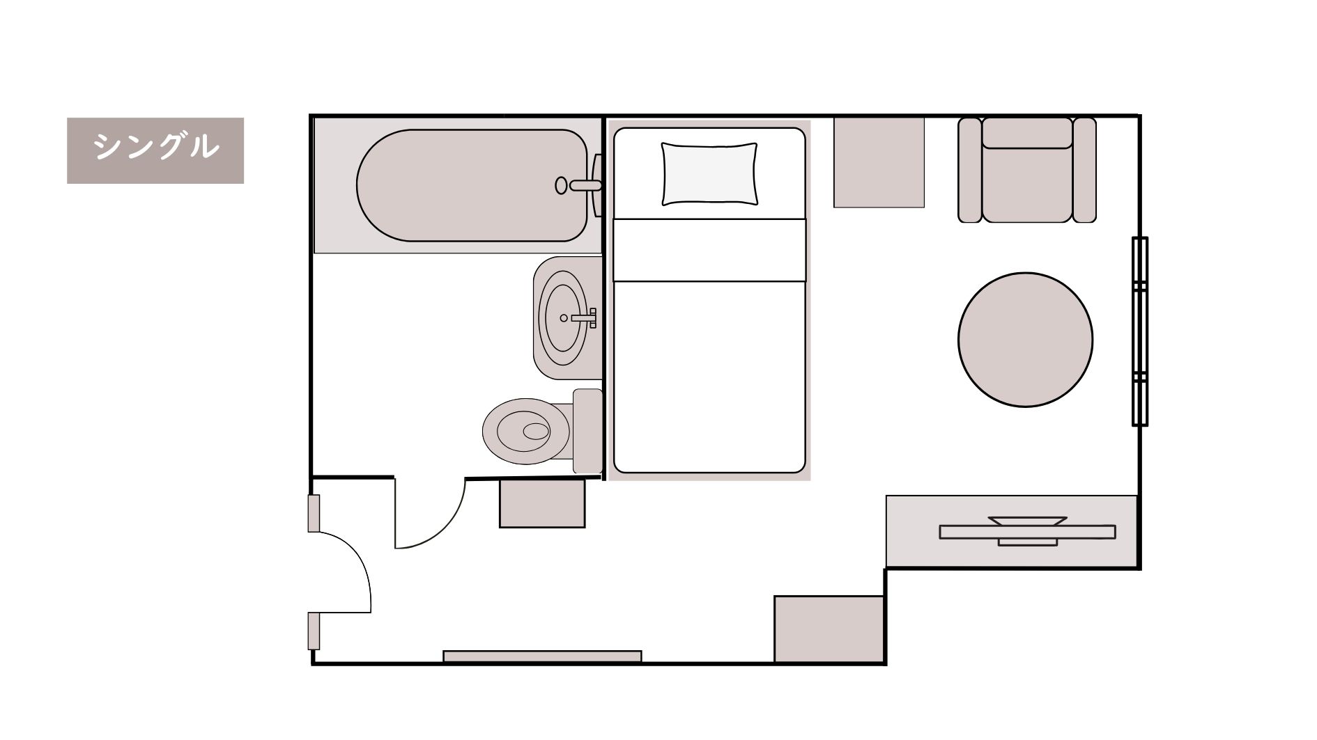 スタンダードシングルルーム（平面図）