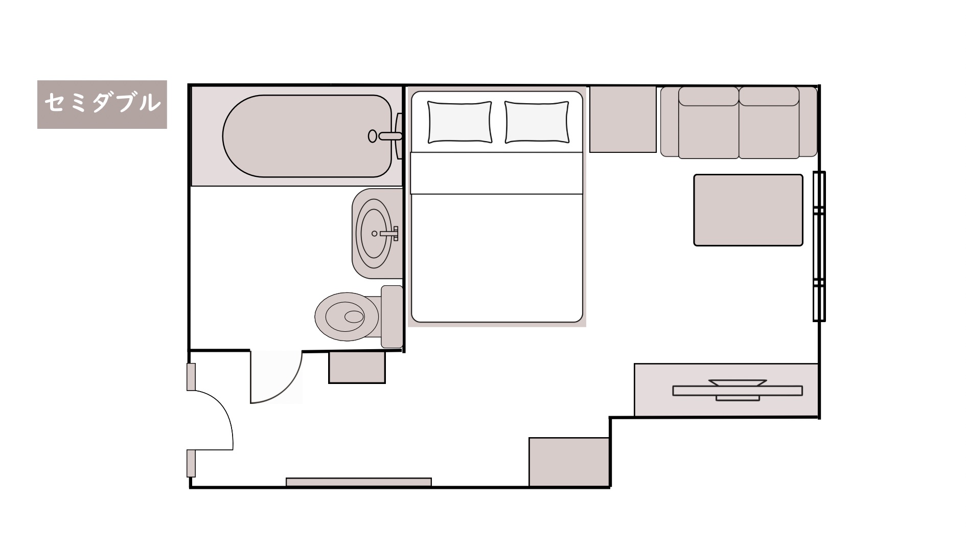 コンフォートセミダブルルーム（平面図）