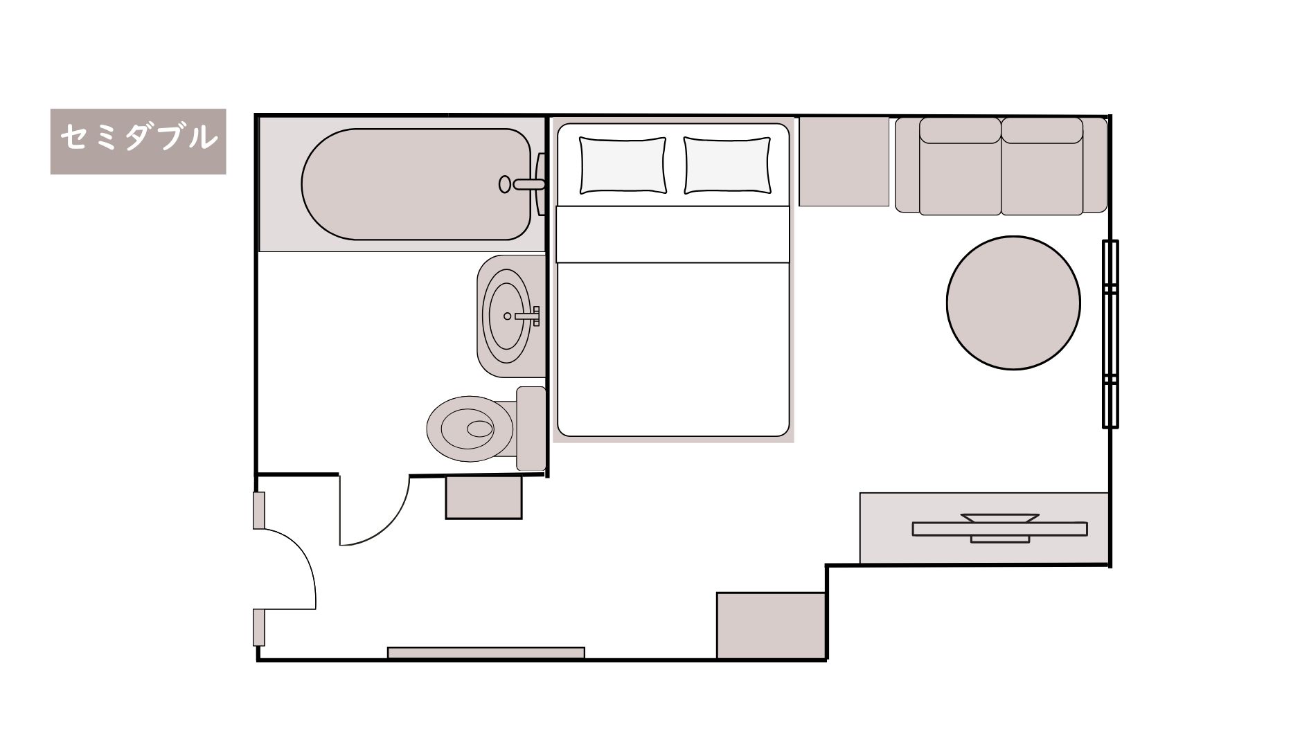 スタンダードセミダブルルーム（平面図）