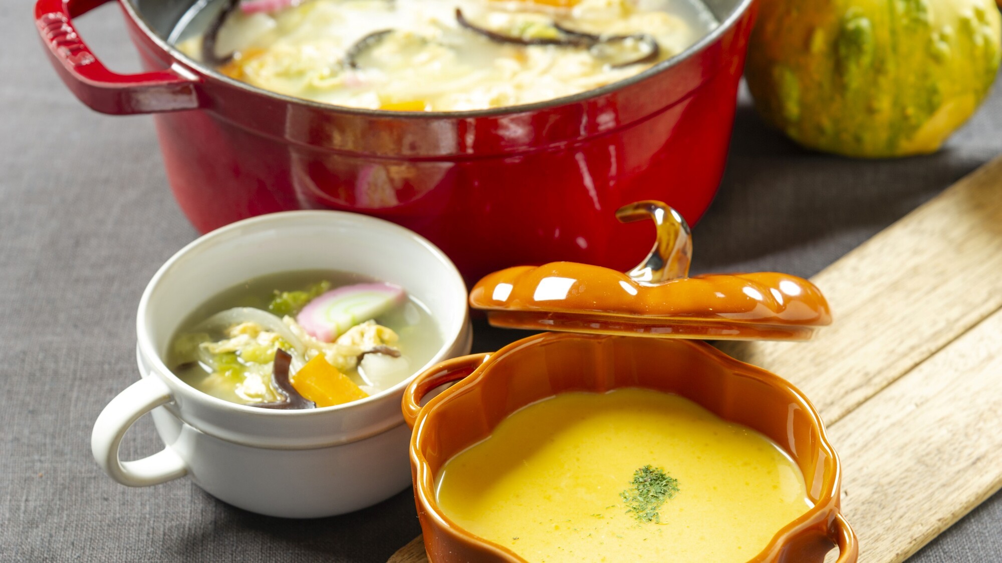 2025年秋の朝食メニュー♪～北海道産かぼちゃのポタージュ ・ガタタン～