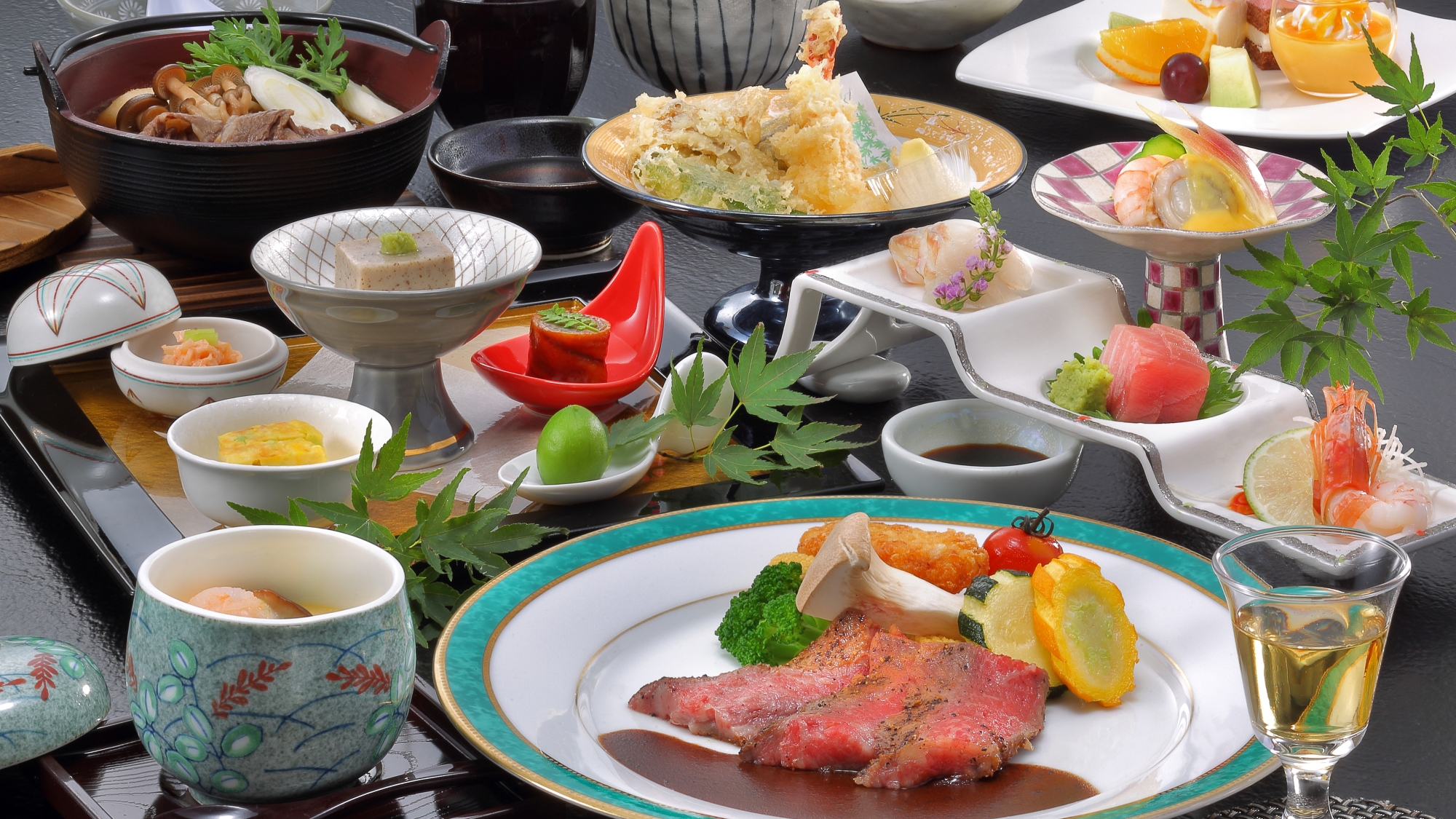 *【お食事例】＜料理長おすすめ＞山形牛ステーキ！旬の食材を贅沢に使用