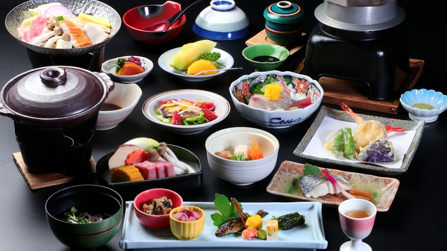 【極会席プラン】どうせ泊まるなら贅沢に・・・黒毛和牛のミニステーキがついた贅沢なご夕食（会席料理）