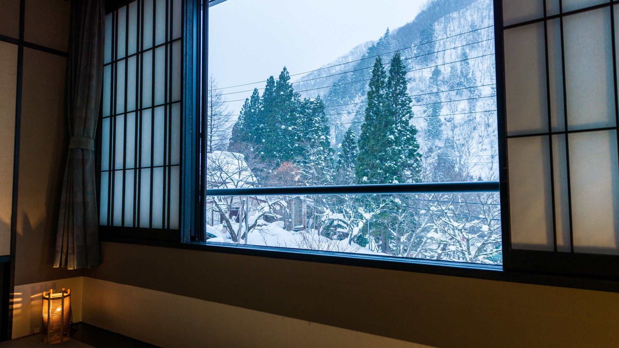 【限定1室・特別室「竜胆（りんどう）」】冬の凛とした雪景色は非日常の世界を感じられます