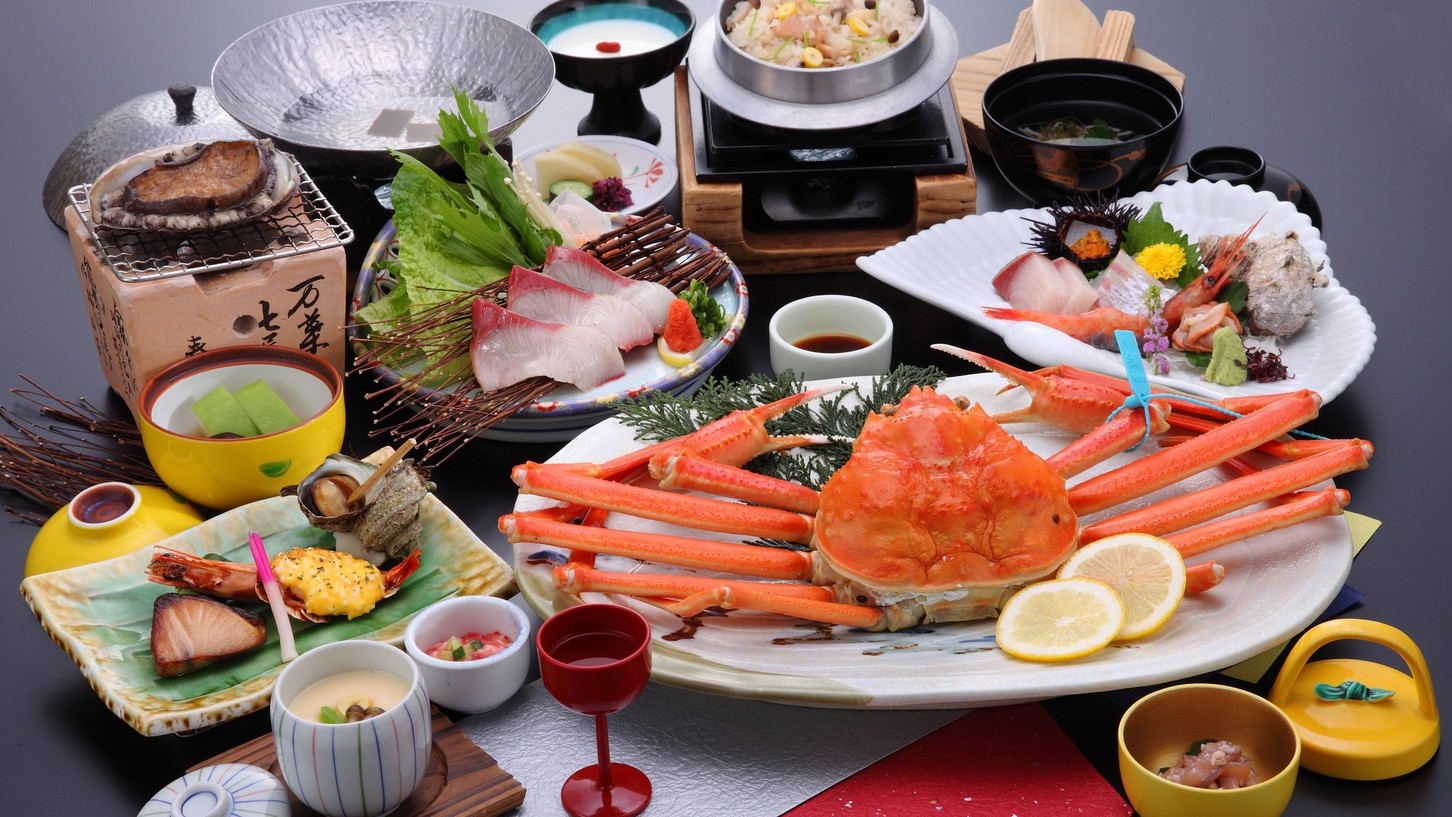 【冬の活ガニ会席】【青タグ付き】石川県産活ズワイガニひとり一杯！アワビ踊り焼きとブリしゃぶも！！