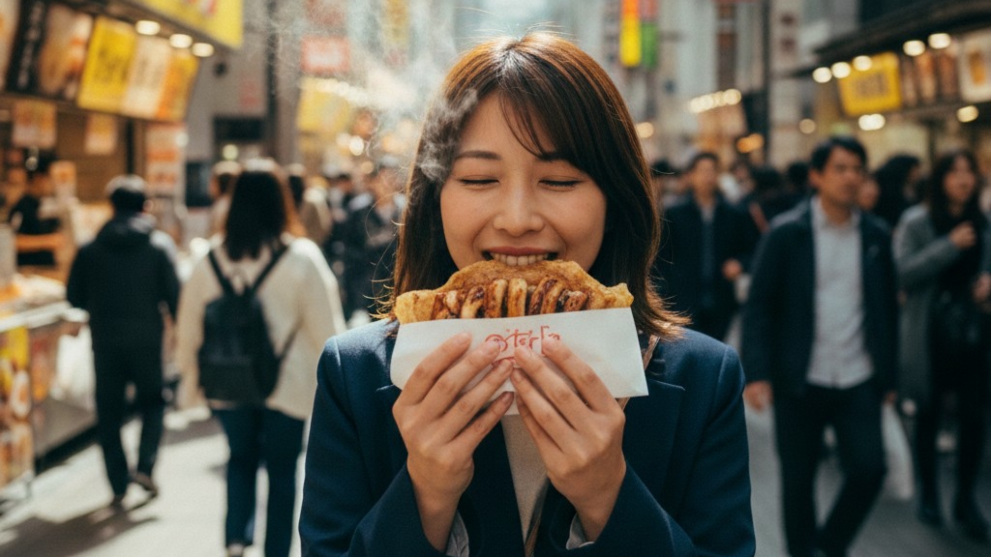 ご当地名物イカ焼き、ホテル近くのお店で食べられる！※イメージ