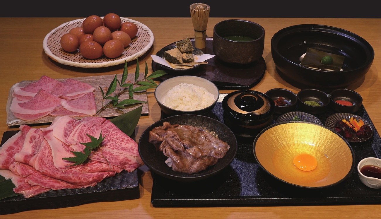 【2食付】ひら乃のすき焼き＆しゃぶしゃぶコース+ホテルの朝食ビュッフェ付プラン　ホテルから徒歩2分