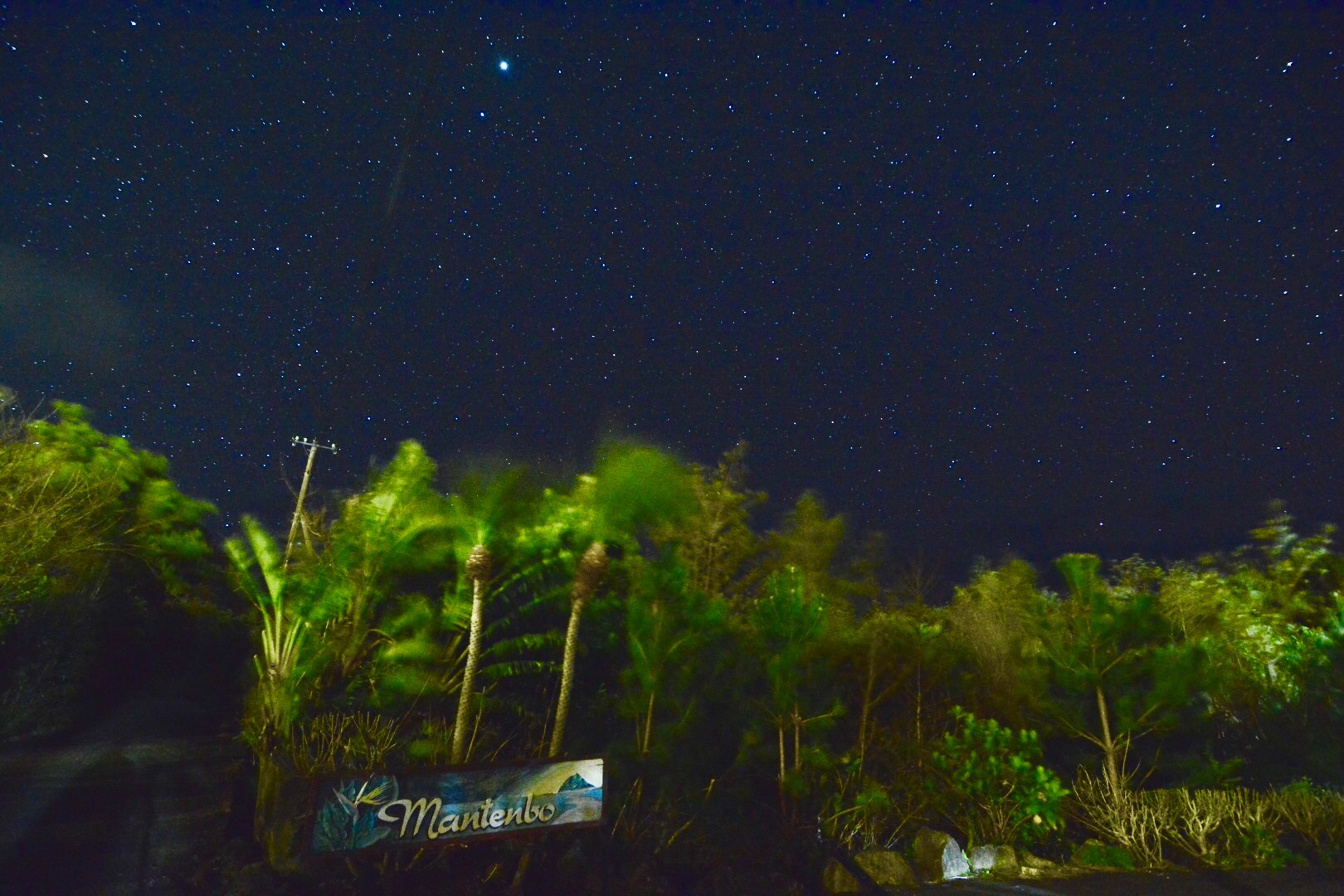 *景色：当館のお庭から星空。冬はさらに空気が澄むので、冬の大三角形も簡単に見つけられます。