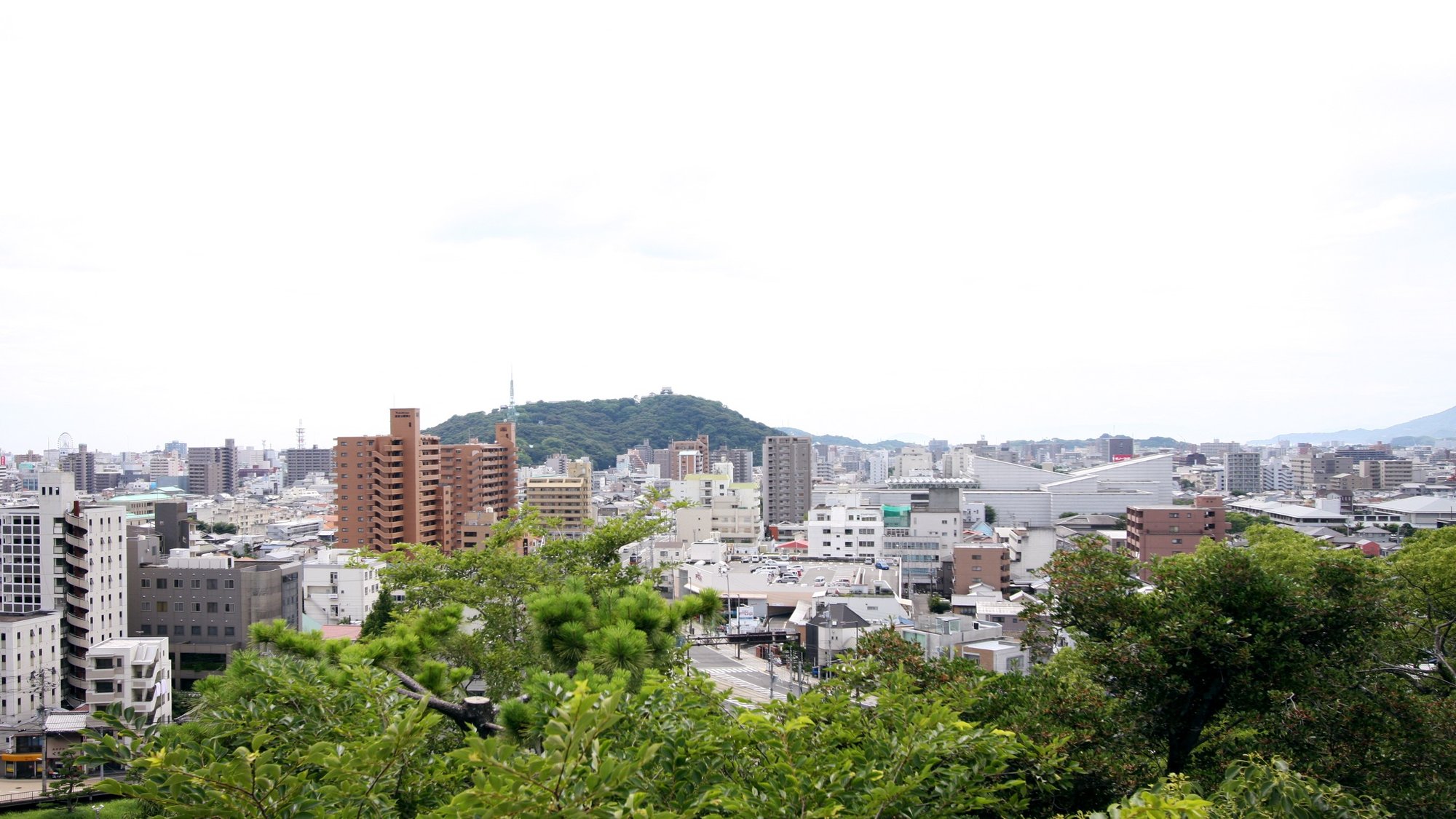 【道後公園・湯築城跡】展望台からは松山城を眺めることができます