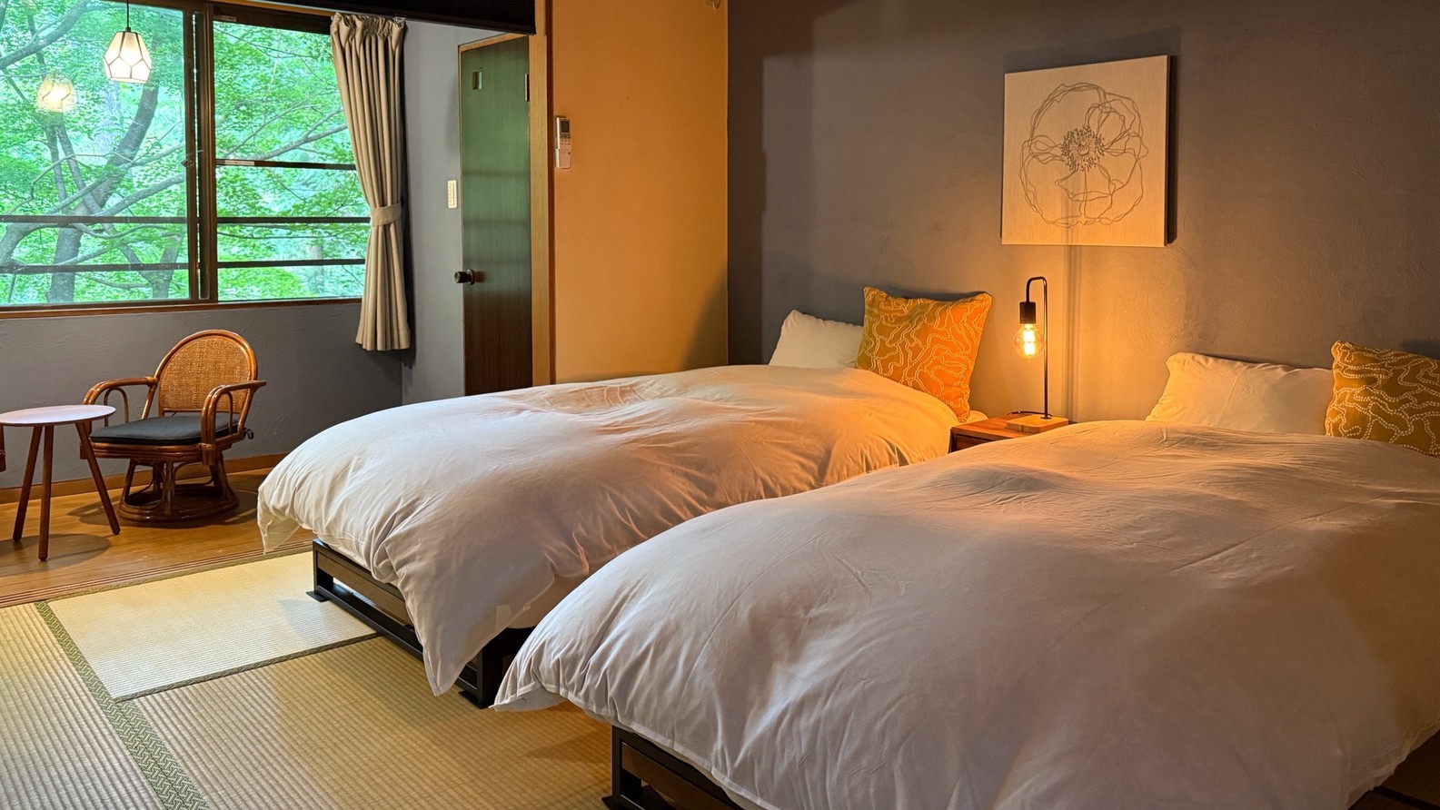 【NEWコンセプトルーム☆和風ベッドルーム８畳ツイン】リニューアルしたお部屋に滞在≪１泊朝食プラン≫