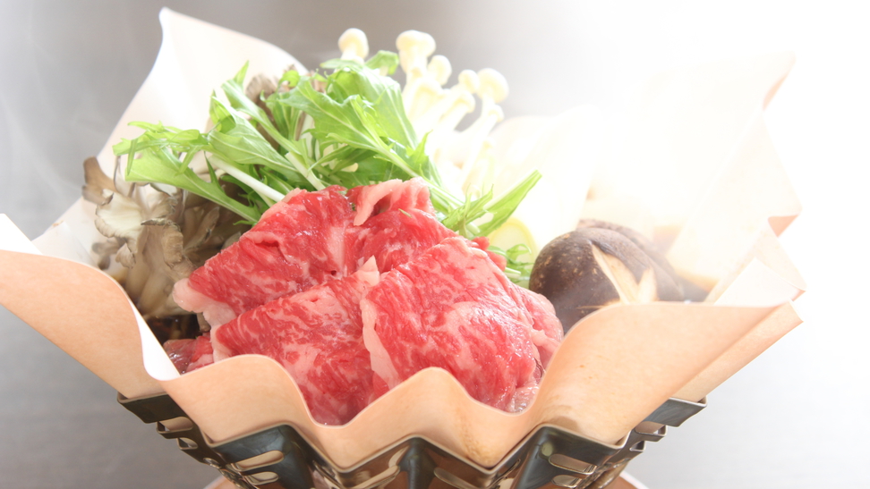 心にググっと【上州牛すき焼き】やわらか地元ブランド牛！ご朝食にふわふわ豆腐鍋付★すき焼き県ぐんま