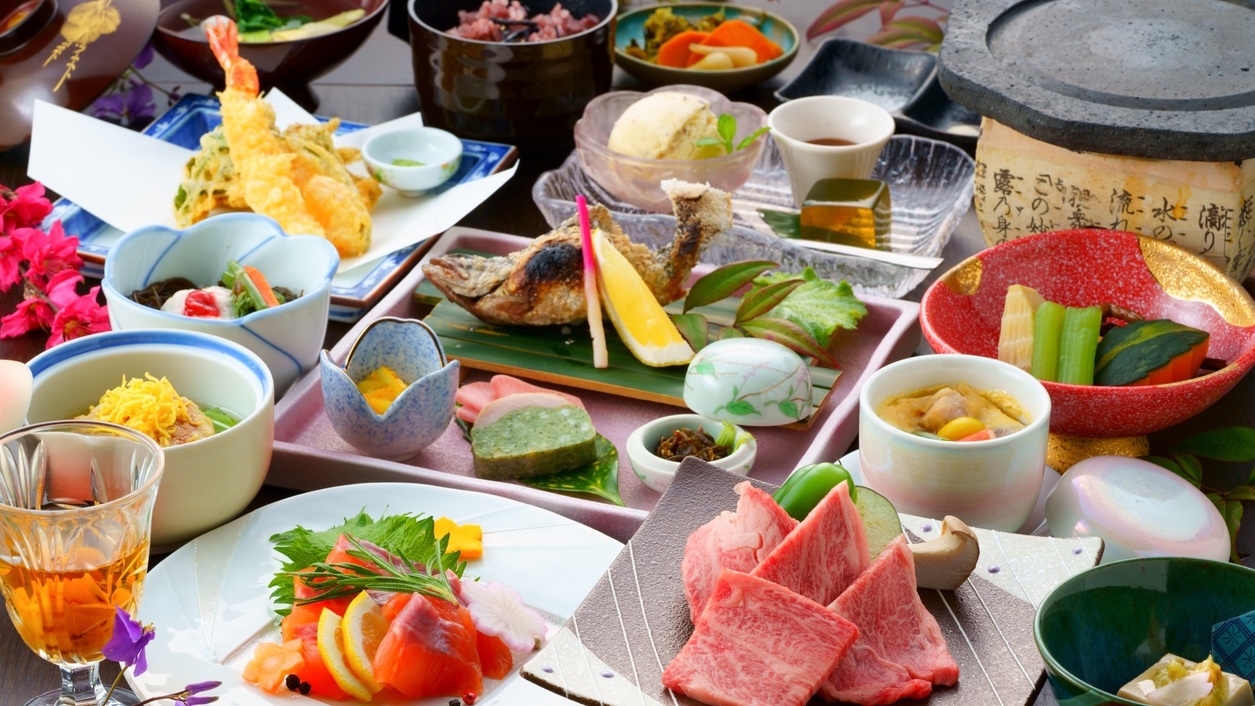 【5％OFF】【楽天スーパーSALE】＜リーズナブル＞豊後牛溶岩焼き＆田舎会席〜５種の湯めぐり〜 