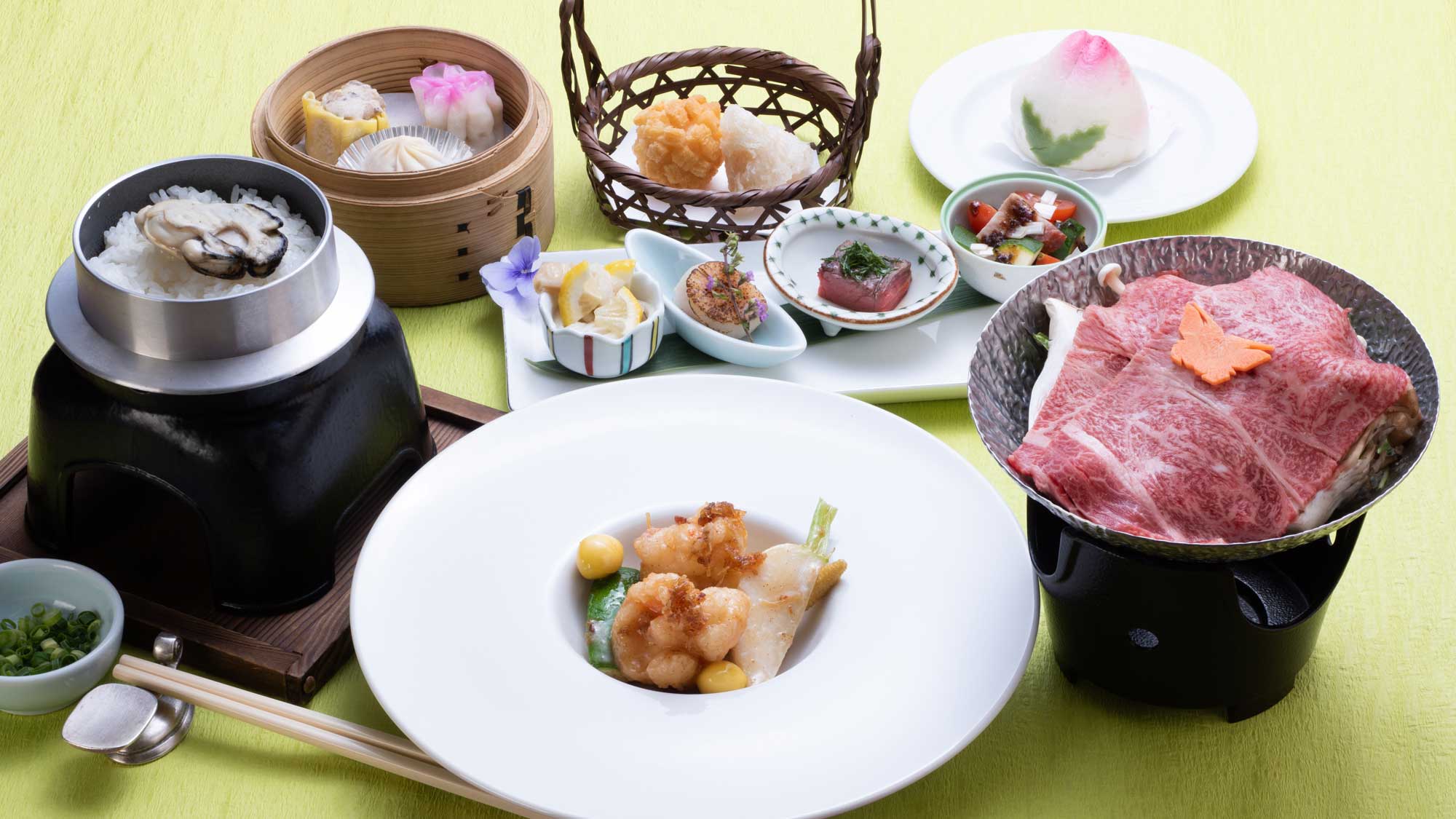 当館料理人が腕をふるう中華とフレンチが融合したオリジナル創作料理をご堪能下さいませ♪