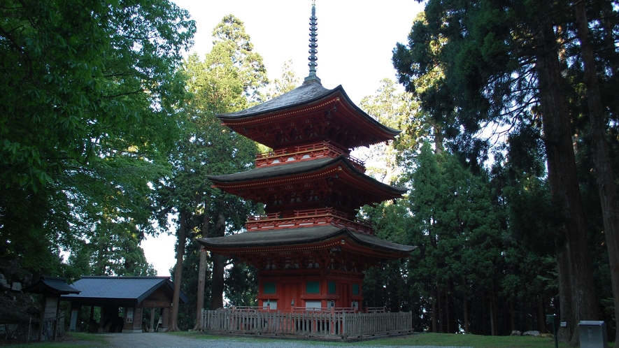 名草神社　三重塔　出雲大社の大改修にあたり妙見杉を提供した返礼に、寛文5年に贈られたものです