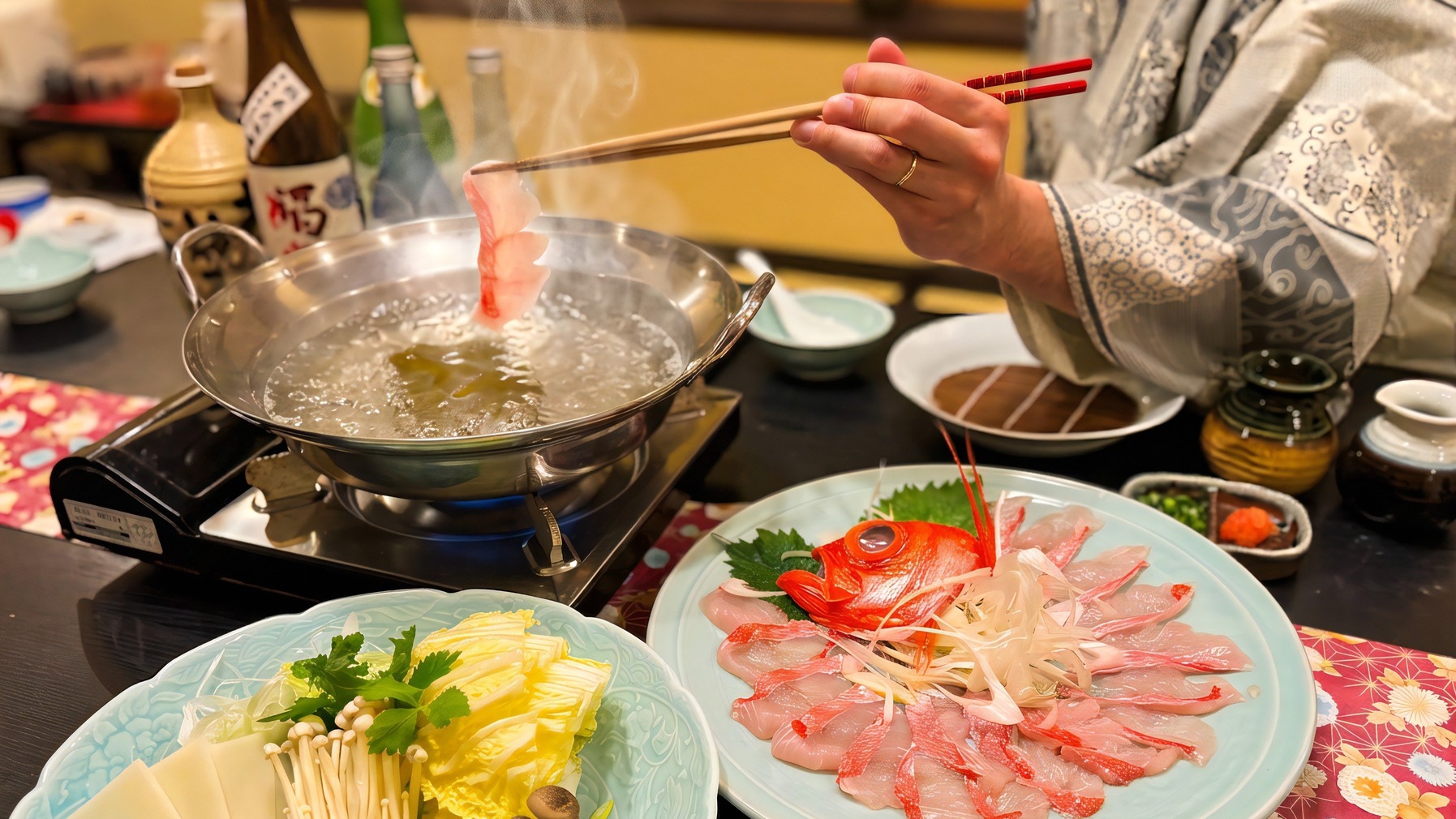 【金目鯛しゃぶしゃぶ会席】 ふわりとろける口福のひととき。地場産金目鯛を味わい尽くす！