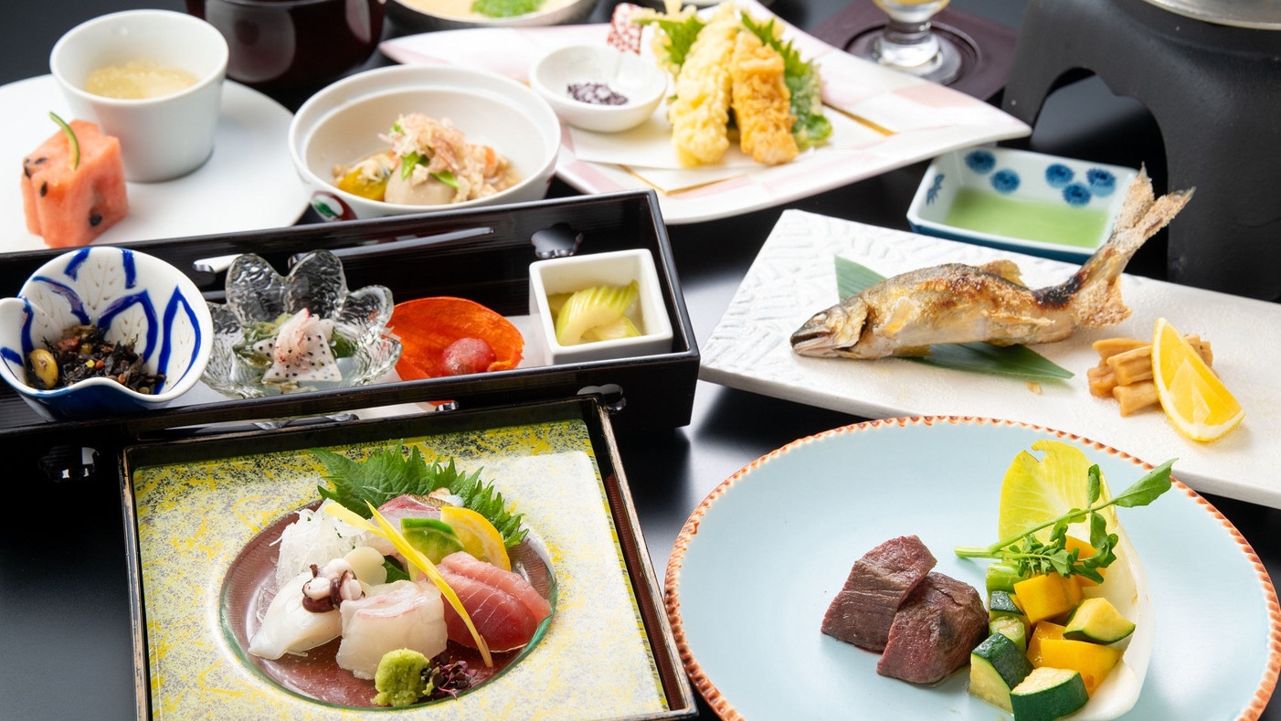 【食事処★グレードUP会席】メインは「和牛ステーキ」〜料理長が美味しいにこだわった地産の美味食〜