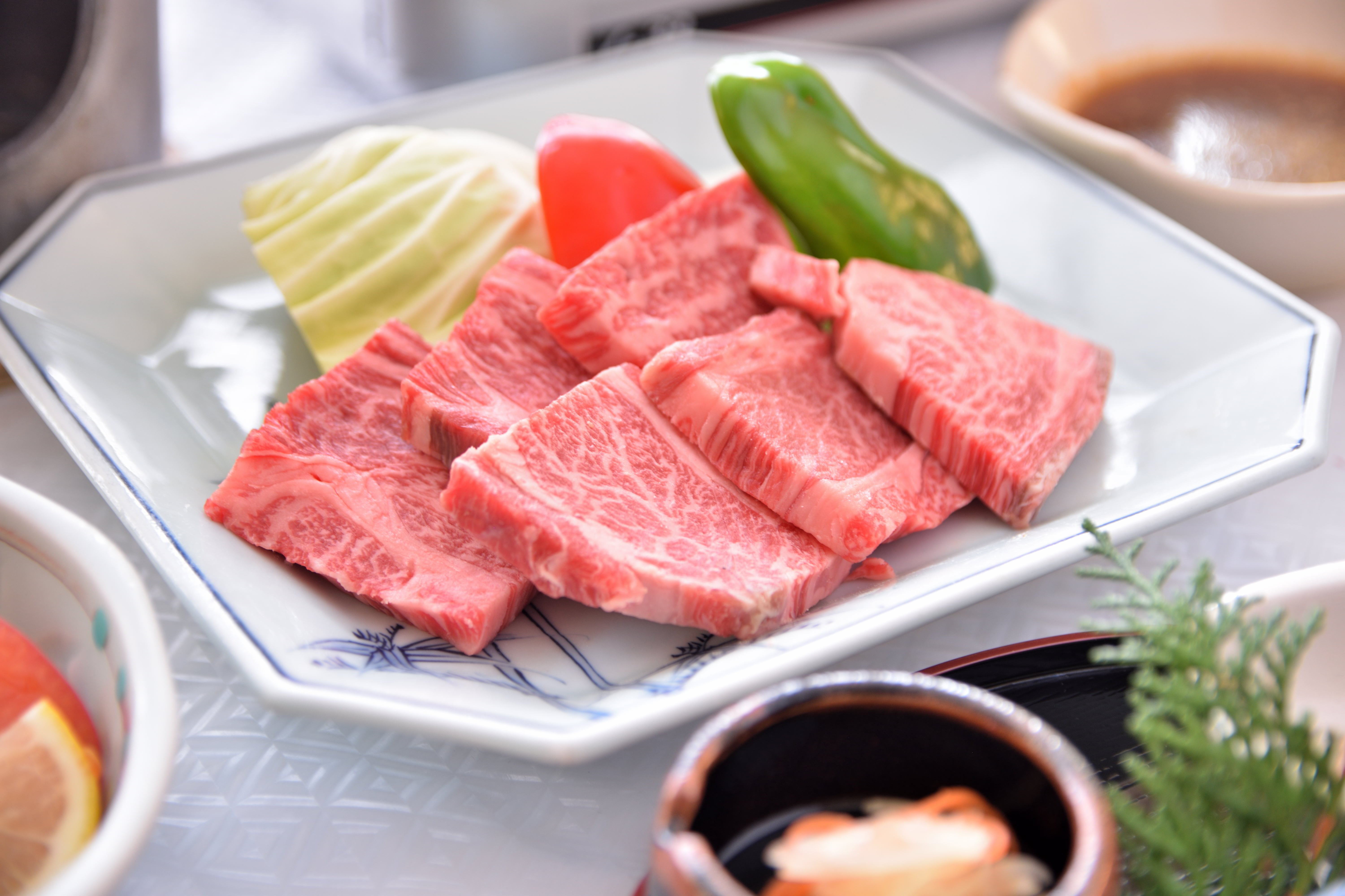 霜降り鮮やかな土佐牛。焼き立てでお召し上がり下さい